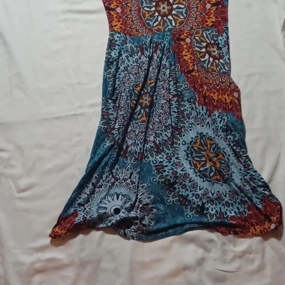 Mandala Print Swing T-Shirt Jersey dress - Picture 2 of 4